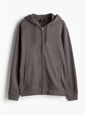 Cotton Zip-Up Hoodie in Charcoal Gray